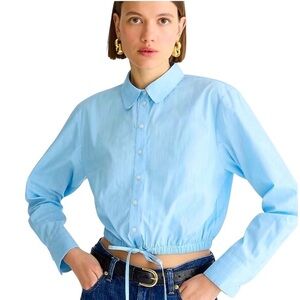 J. Crew - NWT Cropped Fitted Waist Button Down Stripped Shirt Blouse Sz Xs